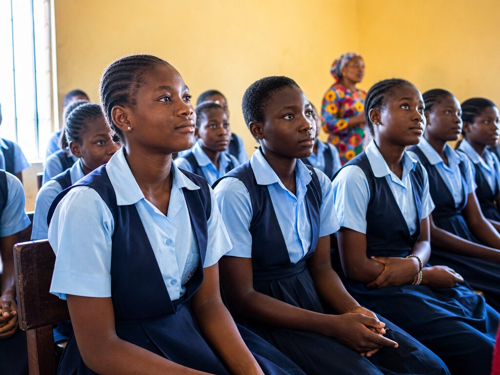 Nigerian schoolgirls in a community awareness session